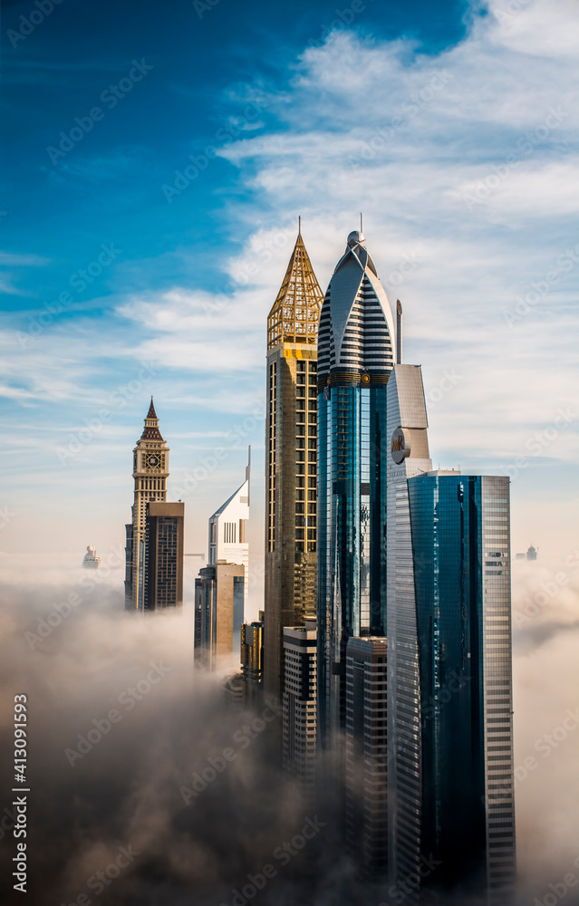 View Of Skyscrapers Against Cloudy Sky - obrazy, fototapety, plakaty 
