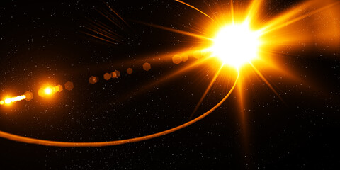 Wall Mural - light optical lens explosion effect. sun light ray lens flare, colorful flare light beam explosion e