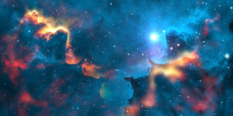 Space nebula cloud with sunlight galaxy background. astronomy cloud fractal dust with cloud background