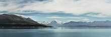 New Zealand Landscape. Mt Cook New Zealand. Mountain Lake Panorama Landscape Banner Background. Aoraki Mt Cook Lake Pukaki Mountains New Zealand