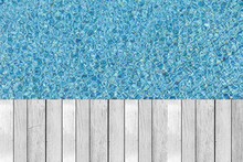 Old White Wooden Floor By The Pool