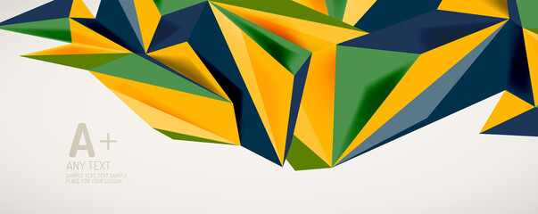 Poster - Vector triangle geometric backgrounds. Low poly 3d shape on light backdrop. Vector illustration for covers, banners, flyers and posters and other designs