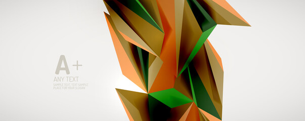 Poster - Vector triangle geometric backgrounds. Low poly 3d shape on light backdrop. Vector illustration for covers, banners, flyers and posters and other designs