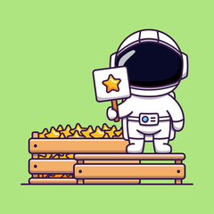 Wall Mural - Cute astronaut selling his star