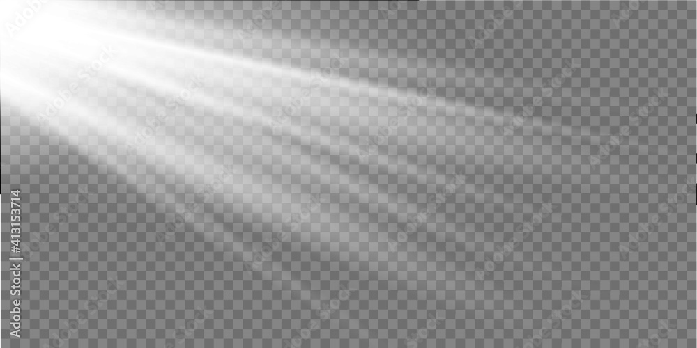 Set of white glowing lights effects isolated on transparent background ...