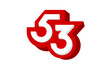 3D Number 53 Red Modern Cool Logo