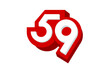 3D Number 59 Red Modern Cool Logo