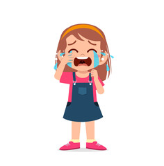 Sticker - cute little girl with crying and tantrum expression