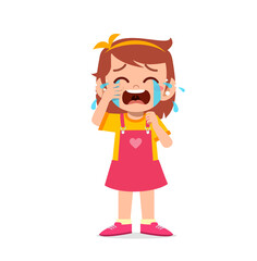 Sticker - cute little girl with crying and tantrum expression