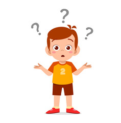 Wall Mural - cute boy show confused expression with question mark