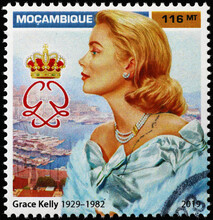 Grace Kelly Portrait On African Postage Stamp