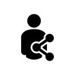 © teracreonte - Logotipo con silueta de hombre con símbolo compartir en red social en color negro