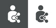 © teracreonte - Logotipo con silueta de hombre con símbolo compartir en red social en fondo gris y fondo blanco