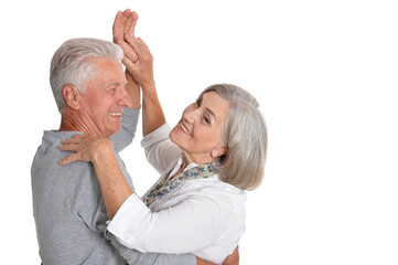 Sticker - portrait of happy senior couple  dancing