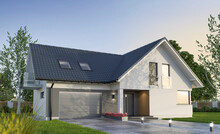 New Family House, Exterior View - 3d Illustration