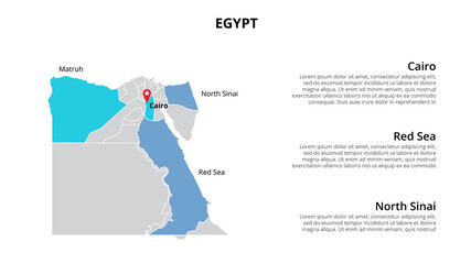 Wall Mural - Egypt vector map infographic template divided by states, regions or provinces. Slide presentation