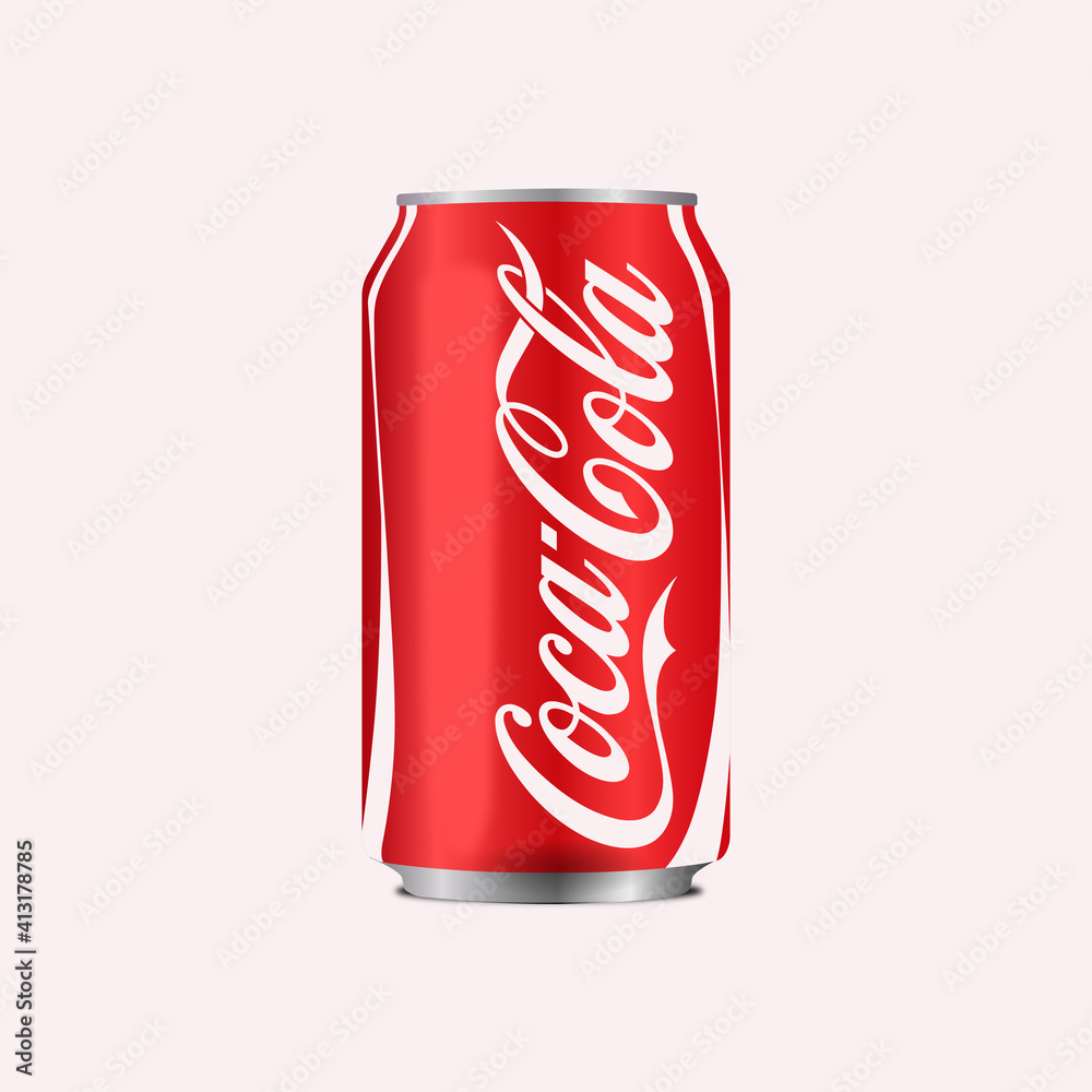 Vector illustration of classic coca-cola can isolated on white ...