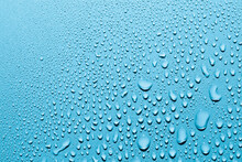 Water Drops On Blue Background, Macro