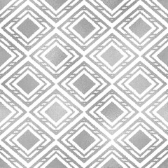 Poster - Abstract silver seamless pattern. Repeated elegant ethnic background. Repeating beautiful silver texture with foil effect. Modern stylish patterns. Fashion design for prints. Vector illustration