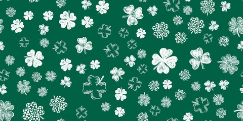 Wall Mural - Collection of Clover, Patrick's day. Hand-drawn style. Vector illustration.	
