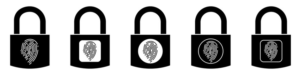 Canvas Print - fingerprint padlock icon. scan fingerprint icon. security concept icon.