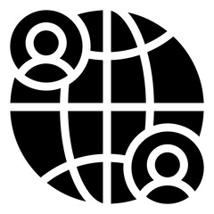 Wall Mural - 
Persons with browser denoting glyph icon of web users 
