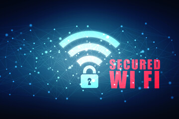 Poster - 2d illustration WiFi symbol with lock
