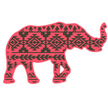 Elephant Aztec Style Pattern. Tribal Design Ethnic Ornaments Vector Print Art Black Graphic Illustration Isolated