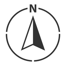 NORTH Arrow In Circle Map Orientation Symbol With Letter N Vector Illustration