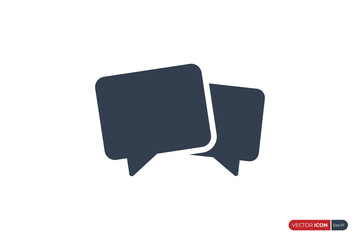 Poster - Simple Square Rounded Speech Bubble Chat Talk Icon isolated on White Background. Flat Vector Web Icon Design Template Element.