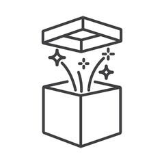 Wall Mural - Gift box open icon. Surprise symbol, Christmas or New year presents .  Magic box Gift icon, vector illustration