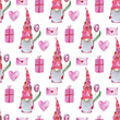 gnomes and flowers in a seamless pattern design