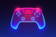 Neon glowing gamepad. Vector illustration