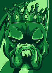 Wall Mural - Vector illustration Angry pitbull head with crown