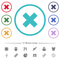 Sticker - Cancel flat color icons in circle shape outlines