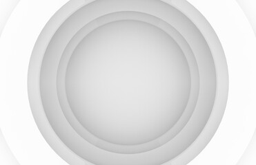 Fototapete - 3d rendering. Futuristic White circle paper art layers wall background.
