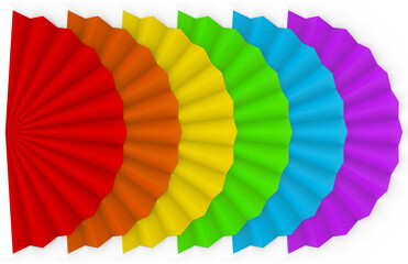 Poster - 3d rendering. lgbt rainbow color Fanfold paper on white wall background.