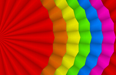 Poster - 3d rendering. lgbt rainbow color Fanfold paper design wall background.