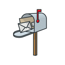 Classic American Mailbox With Letters Inside Isolated Vector Illustration For World Post Day On October 9