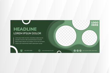 Poster - abstract banner template design for your business use horizontal layout. multicolored green combined