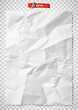 Texture de papier blanc froissé vectorielle sur fond transparent