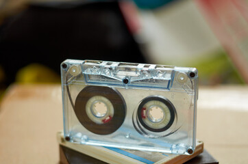 Photo of audio cassette on the table