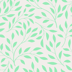 Wall Mural - Floral seamless pattern. Branch with leaves ornamental texture. Flourish nature garden textured background
