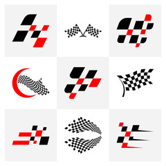 Wall Mural - Set of Race flag icon logo design vector. Icon Symbol. Template Illustration. Creative design