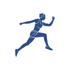 Wall Mural - Female runner athletic logo design vector. Icon Symbol. Template Illustration. Creative design