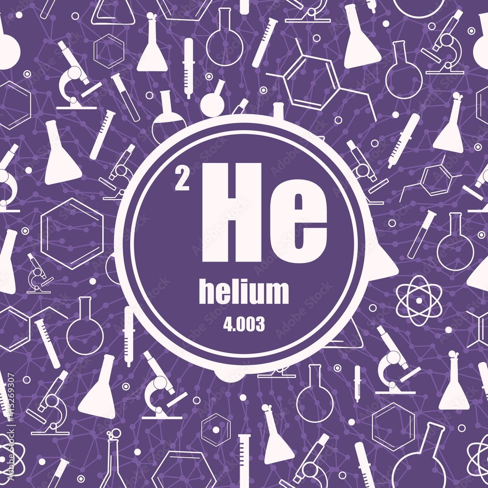 Hellium chemical element. Sign with atomic number and atomic weight ...