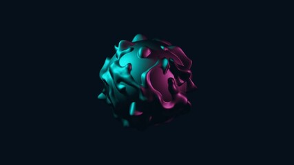 Wall Mural - abstract 3d object in neon colors morphing on a dark background. simple moving and transforming moti