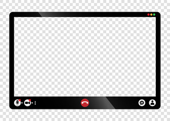 video conference or online video telephony software template with with copy space on screen, vector 