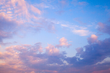 Wall Mural - colorful sky with pink clouds at sunset