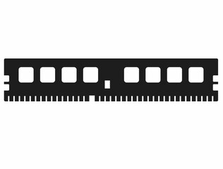 RAM. Random access memory. Black vector icon isolated on white background.